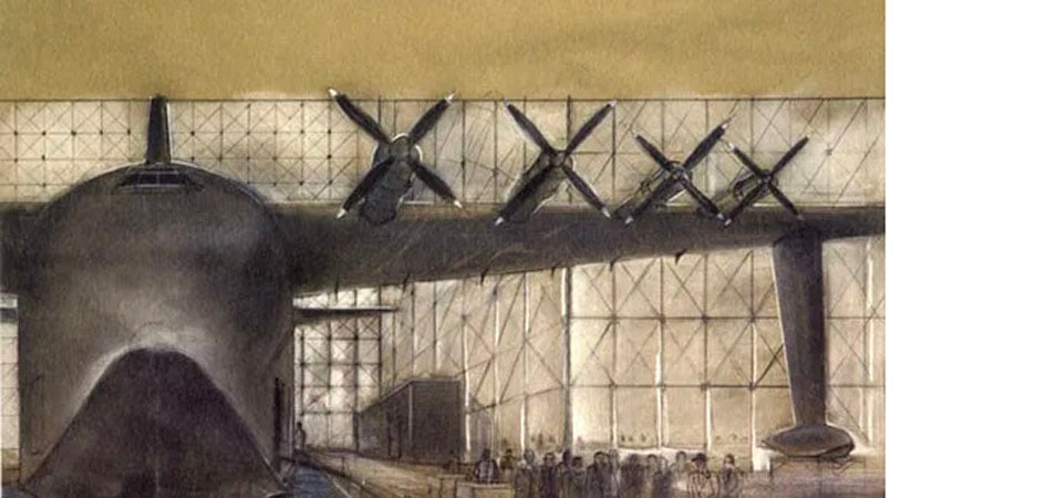 Bozzetto di Dante Ferretti per The Aviator, Martin Scorsese, 2003. Courtesy di Dante Ferretti