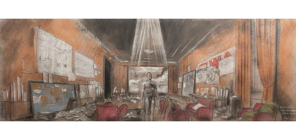 Bozzetto di Dante Ferretti per The Aviator, Martin Scorsese, 2003. Courtesy di Dante Ferretti