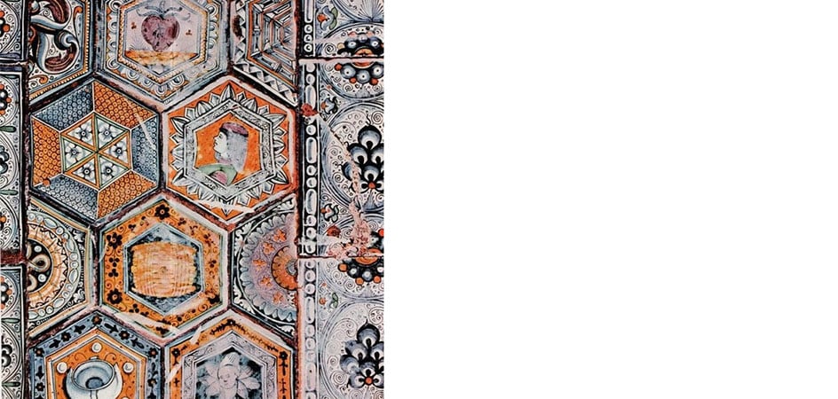 pavimento in ceramica della cappella vaselli in san petronio a bologna