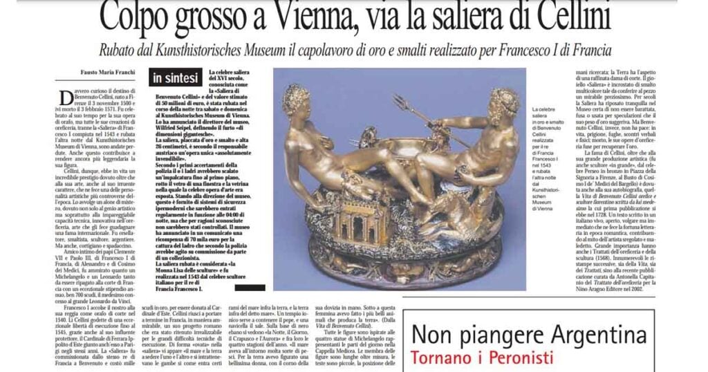 saliera di cellini rubata
